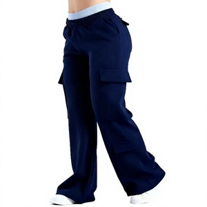OEM High Elastic Solid Color Fitness Pants <b>Pockets</b>-Trendy Loose Straight Leg Quick Dry Breathable Versatile <b>Trousers</b> - Product Image 4