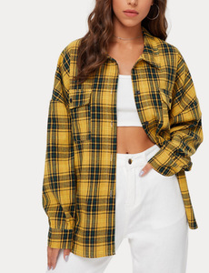 2026 Fashion Women Plaid Shirt Chic Checked Blouse Long Sleeve Print Shirts Loose Casual Outwear Vintage <strong>Checkered</strong> <strong>Tops</strong> - Product Image 6