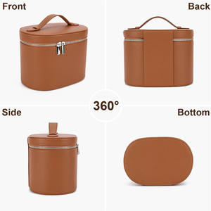 Borsa da trucco in <span class=keywords><strong>pelle</strong></span> di grande capacità divisore portatile Organizer cosmetico custodia lettera con cerniera da viaggio per articoli da toeletta - Product Image 5