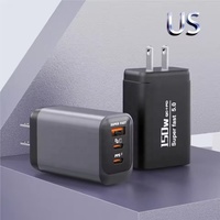 Cargador Rápido de Alta Velocidad de 150 W, Mini USB PD Tipo C, Carga Súper Rápida, Múltiples Puertos, Adaptadores de Carga Rápida Universales para Teléfonos Móviles de Viaje, EU/US/UK