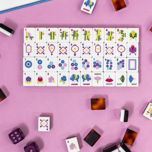 En stock, vente en gros, <span class=keywords><strong>Mahjong</strong></span> américain en acrylique gravé motif léopard écaille de tortue, 160 tuiles, imprimé animal de luxe, OEM, livraison gratuite - Product Image 1