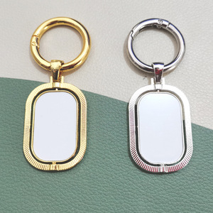 Promosyon süblimasyon boş anahtarlık aksesuarları eklemek döner çift taraflı yama dikdörtgen Snap düğmesi fonksiyonu anahtarlık - Product Image 1
