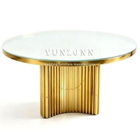 Nuevo Modelo en Oferta, Mesa de Comedor Redonda de Acero Inoxidable Dorado de Lujo para Fiestas, Restaurantes, Eventos y Bodas