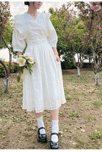 Francés Retro INS Lolita Falda larga de encaje Floral Chef algodón <span class=keywords><strong>camarero</strong></span> uniforme cocina cafetería cocina restaurante delantales - Product Image 6