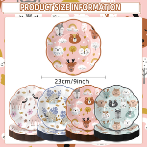 Assiettes en papier festonnées imprimées <span class=keywords><strong>d</strong></span>'animaux de qualité supérieure, vaisselle jetable mignonne pour les fêtes <span class=keywords><strong>d</strong></span>'enfants - Product Image 3