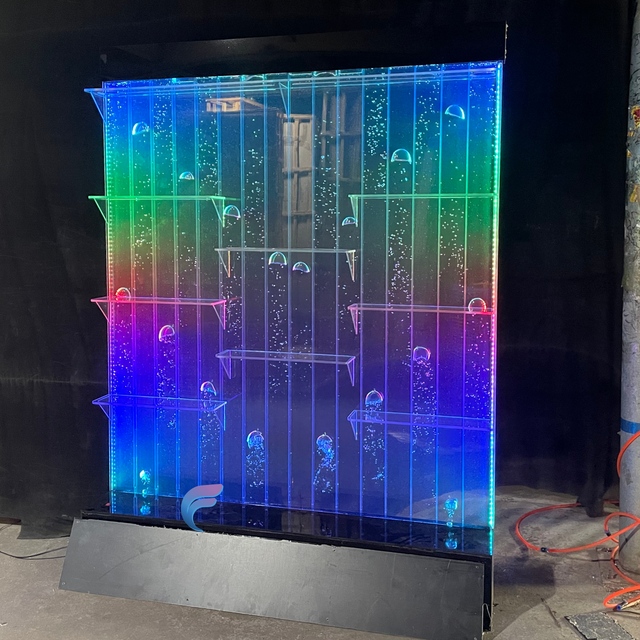 Customized shiny led light water pillar acrylic bubble tube for party decoration