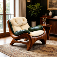 Fauteuil de détente contemporain élégant à silhouette courbée, avec coussin moelleux et accoudoirs capitonnés, pour la maison, l'hôtel et l'usage commercial