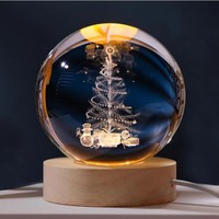 80mm 3D cristal verre gravure lumières lampe rougeoyante planétaire galaxie veilleuse boule de cristal décor à la maison cadeau de noël