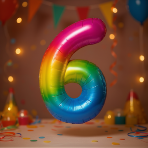 Ballon Chiffre 6 Multicolore en Aluminium 80cm pour Fête d'Anniversaire - Décoration de Fête - Product Image 4