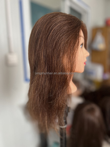 Cabeza de entrenamiento de cabello indio modelo cabeza de muñeca maniquí de cabello para peluquería cosmetología escuela <span class=keywords><strong>Academia</strong></span> 100% cabeza de Maniquí de cabello humano - Product Image 4