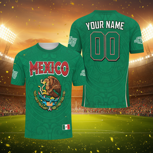 Maglia da Calcio 3D del Messico Personalizzabile con Nome e Numero, Stemma dell'Aquila, Unisex per Tifosi - Product Image 3