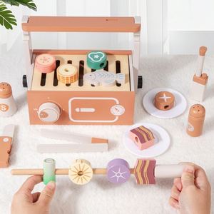 Ensemble de cuisine en bois pour enfants avec brochettes de barbecue simulées pour garçons et filles de 4 à 6 ans, jouet éducatif - Product Image 2