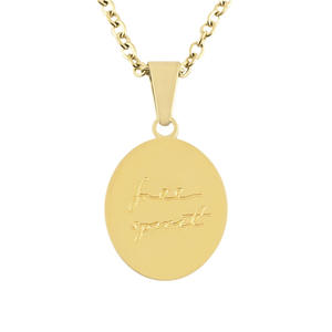 Collares con colgante de números personalizados en inglés para <span class=keywords><strong>hombre</strong></span> y mujer, collar de acero inoxidable chapado en oro de 18k con grabado ovalado - Product Image 4