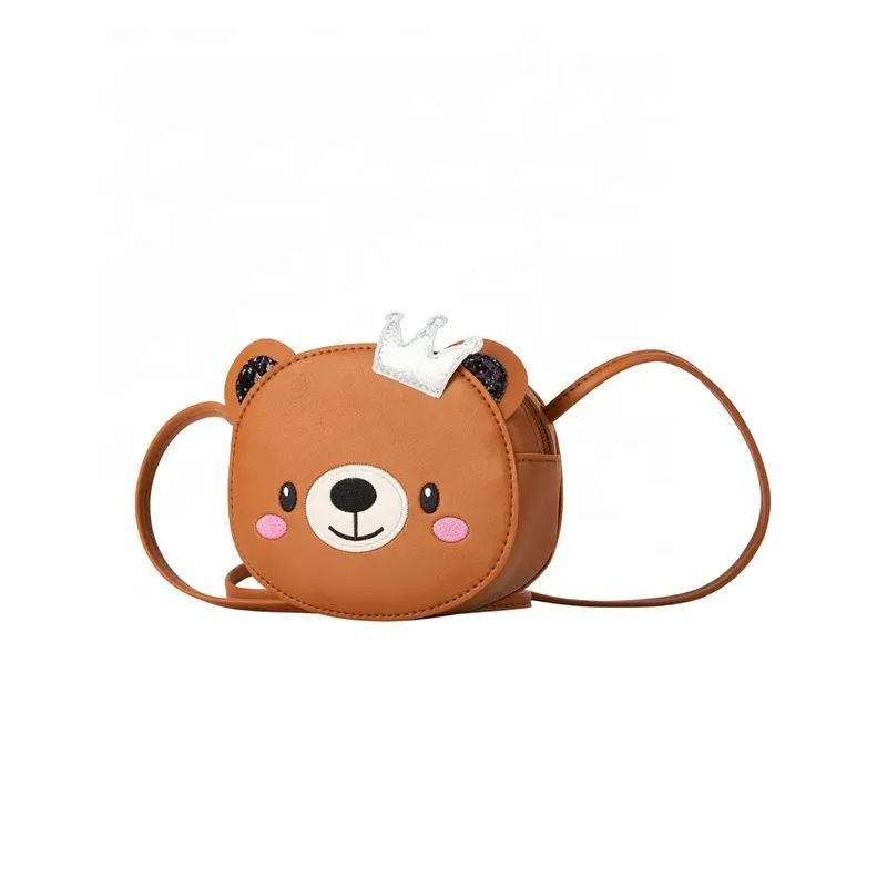 Heopono Branded Small Children Kids Satchel Change Purse Girls Cute Bear PU Leather Fashion Cartoon Animal Crossbody Bag