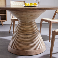 PurelyFeel Nordischer Massivholz-Rundtisch Eschen-Massivholz Tisch- und Stuhl-Kombination Kleiner Familientisch