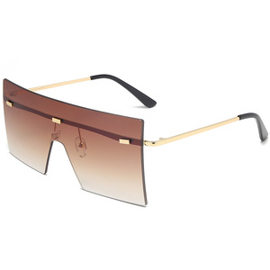 Xsy Square Frameless Gradient <b>Sunglasses</b> Gold Frame Pc Lens Uv400 Protection For Men Women - Product Image 2