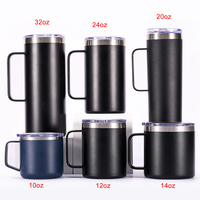 États-unis entrepôts livraison gratuite 12oz Lowball tasse à café en acier inoxydable poignée de gobelet couvercle étanche