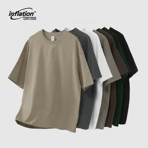 INFLATION gsm T-shirt katun pria kelas berat unisex Streetwear kustom kaos ukuran besar pria