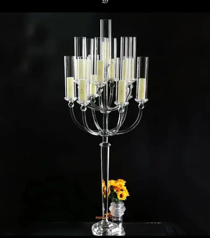 Luxury 13 arms for wedding decoration candelabra crystal table centerpieces