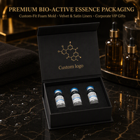 Boîte rigide magnétique de luxe avec logo personnalisé, 1 à 6 emplacements, insert en mousse EVA, boîte d'emballage Peptie pour flacon cosmétique, flacons en verre de 10 ml