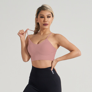 Sports <strong>Bra</strong> Fashion Ins Style Nude Yoga Vest Beauty Back Thin Stripes Cross Breathable Comfortable Sports <strong>Bra</strong> - Product Image 6