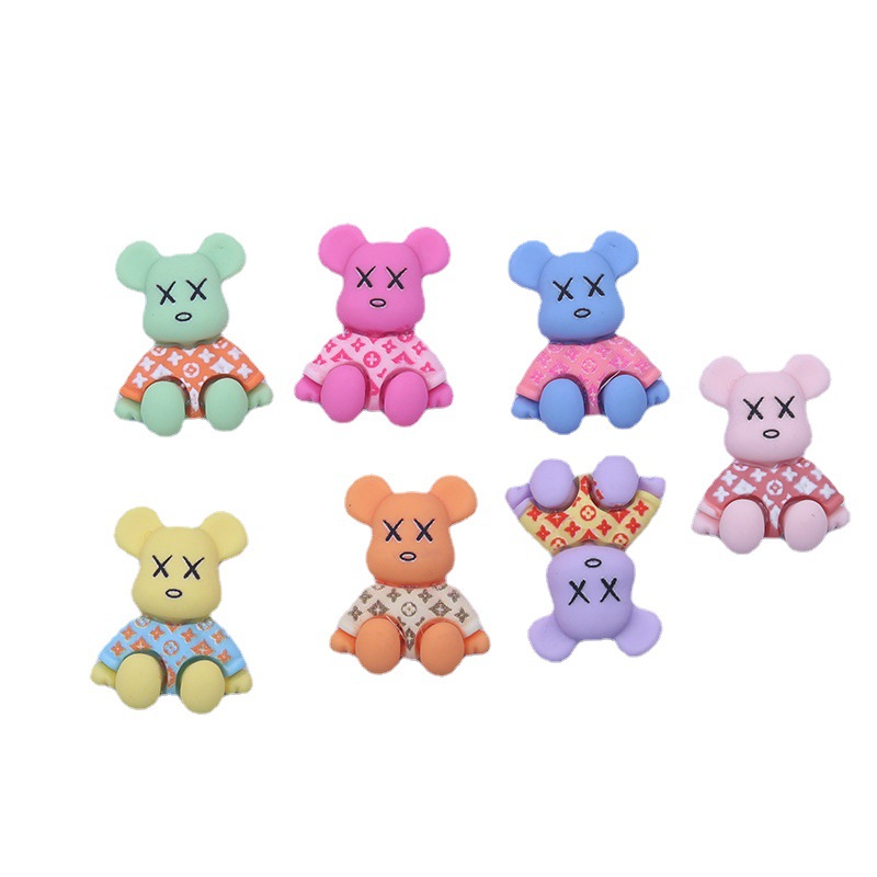 Оптовая продажа, новинка, полимерные аксессуары с изображением порового медведя, чехол для телефона, подставка для чашки, автомобильная коробка для хранения, украшение, милые Мультяшные подвески для дизайна ногтей