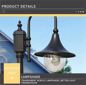 โคมไฟสวนกลางแจ้ง2หัวสไตล์ยุโรปคลาสสิก,โคมไฟโพสต์สไตล์วินเทจสำหรับติดในสวนหรือสนามหญ้า - Product Image 5