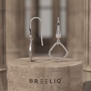 14K Solid Gold Square <b>Frame</b> Round Brilliant Cut Diamond Pave Dangle Earrings Minimalist Design for Women Gift Jewelry - Product Image 4