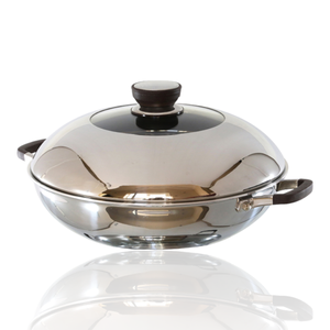 Nuevo producto <span class=keywords><strong>Wok</strong></span> Pan Hybrid <span class=keywords><strong>Wok</strong></span> de 12 pulgadas con tapa Woks reutilizables de acero inoxidable antiadherentes - Product Image 1