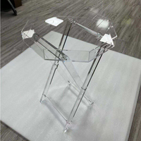 Table pliante en Lucite pour Hanouka, élégante, transparente, en acrylique, avec revêtement en cuir, pour articles religieux juifs