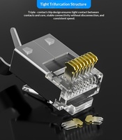 Conector Modular RJ45 Cat5e de Pasante, Chapado en Oro, Chip Grande, Sin Blindaje, Cabeza de Cristal para Red