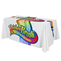 Nappes de table rectangulaires en polyester noir avec logo personnalisé, pour fêtes, banquets, mariages, extensibles en spandex, pour table de 6 pieds