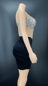 NOVANCE-<span class=keywords><strong>vestido</strong></span> <span class=keywords><strong>de</strong></span> terciopelo <span class=keywords><strong>de</strong></span> retales <span class=keywords><strong>de</strong></span> cristal negro, novedad, Primavera, <span class=keywords><strong>2022</strong></span> - Product Image 2