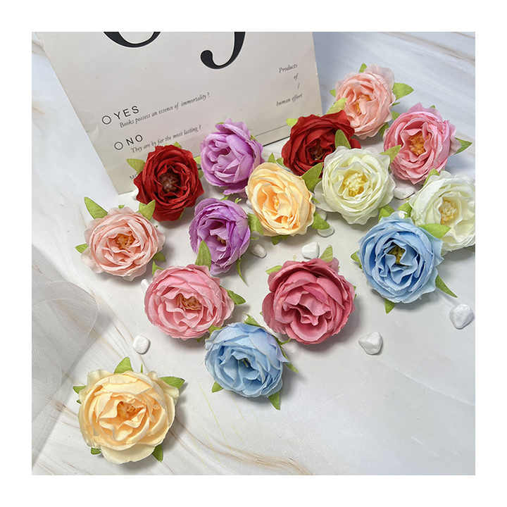 60 Pack Colorful Faux Flower Heads - Small Artificial Daisy Peony Heads For Craft Decor