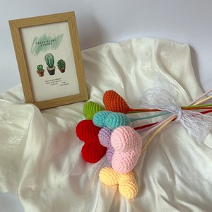 Tay Dệt Kim Dệt Hình Trái Tim Hoa Dệt Món Quà Nhân Tạo Bó Hoa Crochet Giá Tốt Nhất Crochet Trang Trí Hoa - Product Image 2