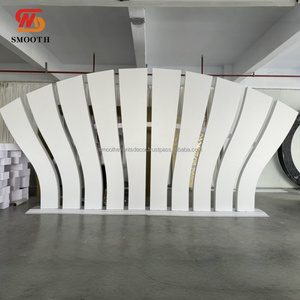 SMOOTH Led White Acrylic <b>Fan</b>-shaped Backdrop <b>Wall</b> Multi Layer Wedding Backdrop Arch For Wedding Decoration - Product Image 3