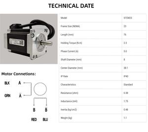 Flythrough 1.8 derece yüksek tork Bipolar 57CM23 leadshine <span class=keywords><strong>2</strong></span>.3nm <span class=keywords><strong>2</strong></span> fazlı nema23 cnc step motor - Product Image 6