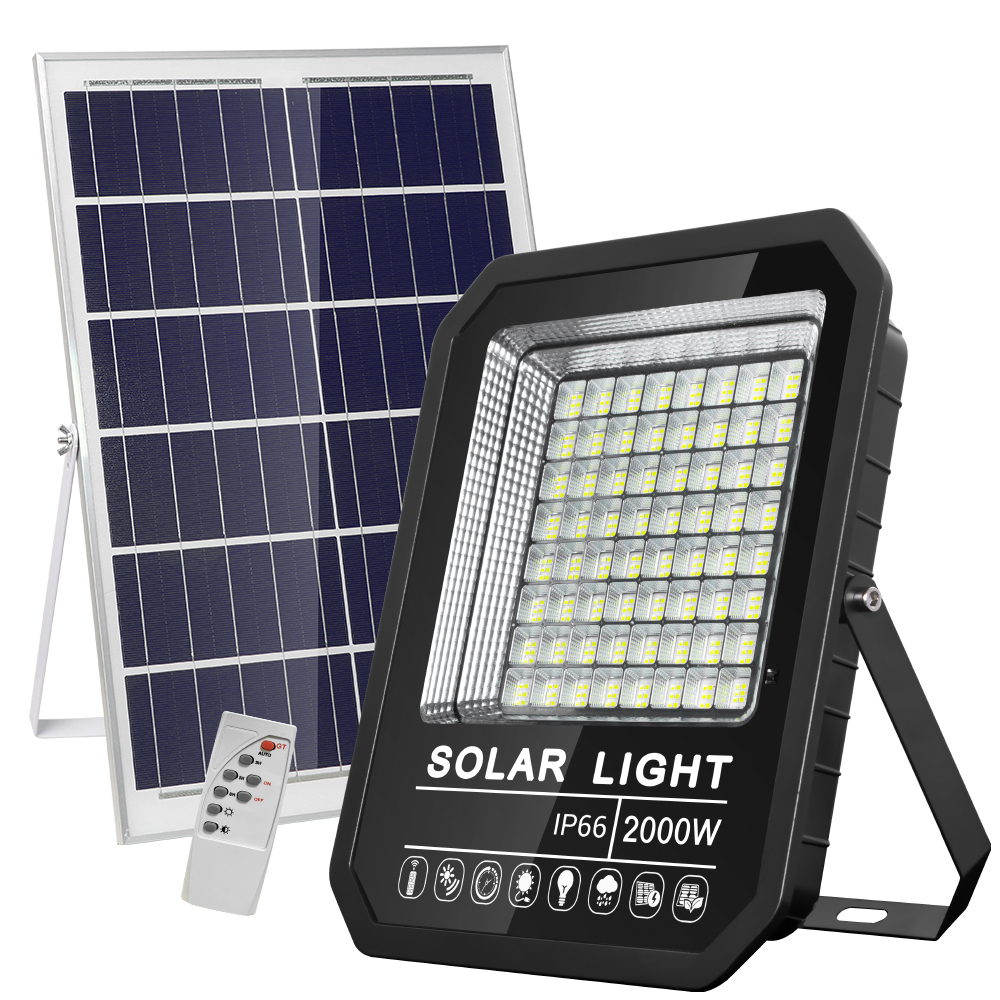 Outdoor IP67 Waterproof 100W/200W/300W/400W Aluminum Housing LED Solar Flood Lights for Garden with LiFePO4 Battery