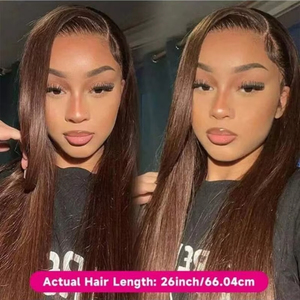 32 Inch Chocolate Brown 13x4 HD Bone Straight <strong>Lace</strong> <strong>Front</strong> <strong>Wigs</strong> <strong>Human</strong> <strong>Hair</strong> 13x4 Brazilian Transparent <strong>Lace</strong> Frontal <strong>Wigs</strong> for Women - Product Image 6