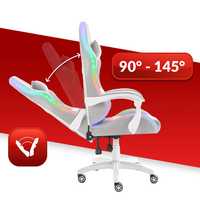 Livraison gratuite Nouvelle chaise de bureau colorée avec éclairage LED Chaise Gamer professionnelle E-sports Gris Blanc Tissu RGB LED Chaise de jeu