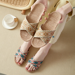 Sandales d'intérieur décontractées en lin pour femmes, antidérapantes, respirantes, déodorantes, tendance, livraison gratuite - Product Image 4