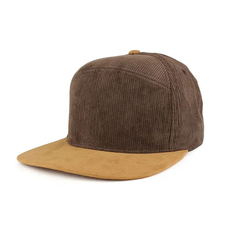 หมวกปีกแบนปรับได้สำหรับผู้ใหญ่ผู้ชาย,หมวกสองตันผ้าลูกฟูกสีพื้นมี6แผงหมวกฮิปฮอป Snapback