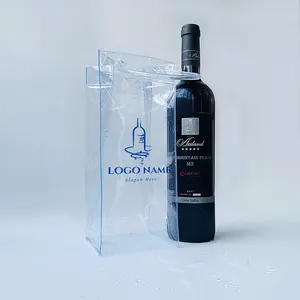 Sacola de vinho folhável transparente para bebidas refrigeradas de cerveja fria ao ar livre em PVC personalizado saco de gelo reutilizável