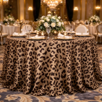 Nappe ronde à imprimé léopard multi-tons, couverture de table à pois animaliers pour salle de banquet, fête, hôtel et service traiteur