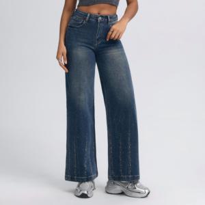 Jeans a Gamba Larga da Donna, Vita Alta e Taglio Dritto, Design Elegante e Lusinghiero per la Figura - Product Image 1