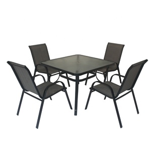 Mobilier de jardin <span class=keywords><strong>bistro</strong></span> moderne 6 pièces en verre trempé avec parasol pour patio, cour et appartement. - Product Image 2