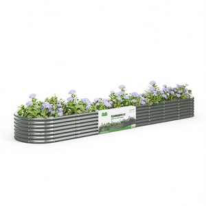 Bac à légumes surélevé en acier gris, 100 cm de long, durable, avec revêtement en poudre, pour le jardinage à domicile - Product Image 1