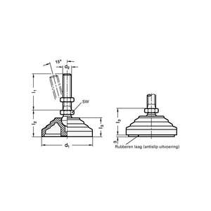 GANTER GRIFF Pie articulado de plástico GN 344 D1 60mm, D2 M 16 mm L1 148 mm L3 24 mm - Product Image 2