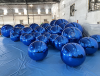 Boule miroir gonflable bleue 0,4 m réutilisable, grande décoration d'événement, ballon en PVC, ballon à bulles pour décoration de fête et de mariage