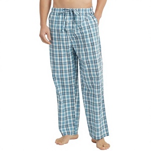 Pantalon de pyjama en coton 100% de haute qualité, personnalisé, en gros, OEM, doux, léger, avec poches, pantalon de pyjama à carreaux pour hommes - Product Image 1